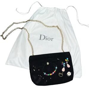 AUTH Christian Dior Joaillerie Oui Jeweled Crossbody Chain Strap Purse Bag Case